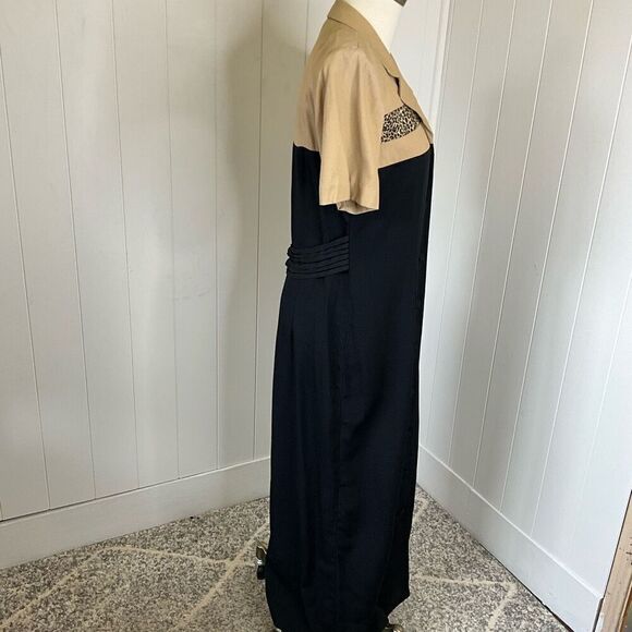 VTG 80s S.L. Fashions Size 12 Petites Statement Leopard Print Button Down Dress - Picture 6 of 16